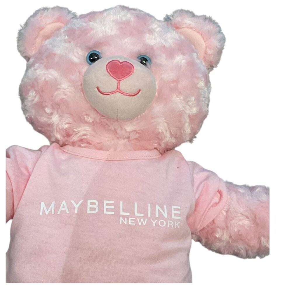 BUILD A BEAR Pink Cuddles Teddy Maybelline Promo 17" Teddy Bear Pink Tee Shirt